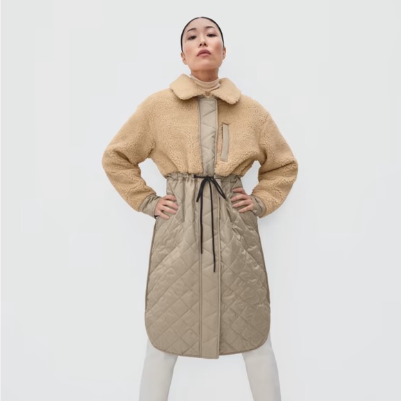 Everlane - The Quilted Teddy Coat in Dark Khaki/Cashew - Picture 10 of 12